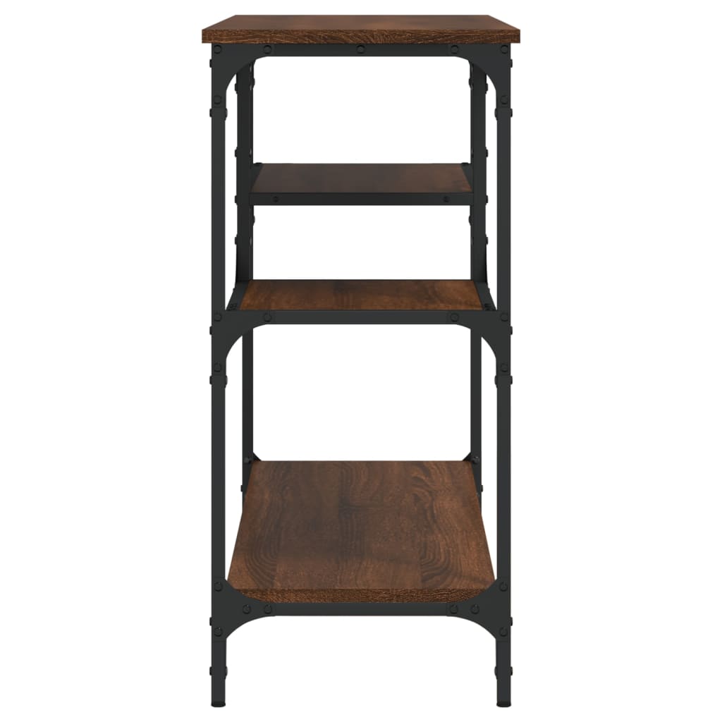 Konsollbord med hyller brun eik 100x35x75 cm