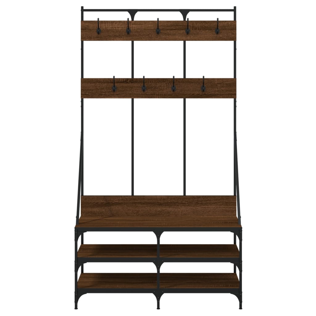 Klesstativ med skooppbevaring brun eik 100x40x184 cm