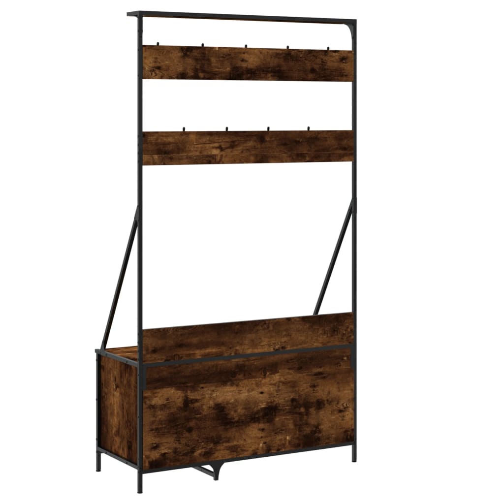 Klesstativ med skooppbevaring røkt eik 100x41x184 cm