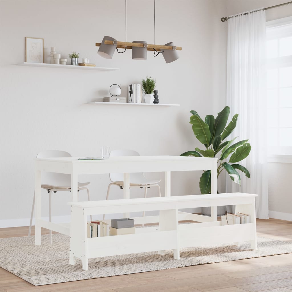 Gangbenk hvit 160x28x45 cm heltre furu