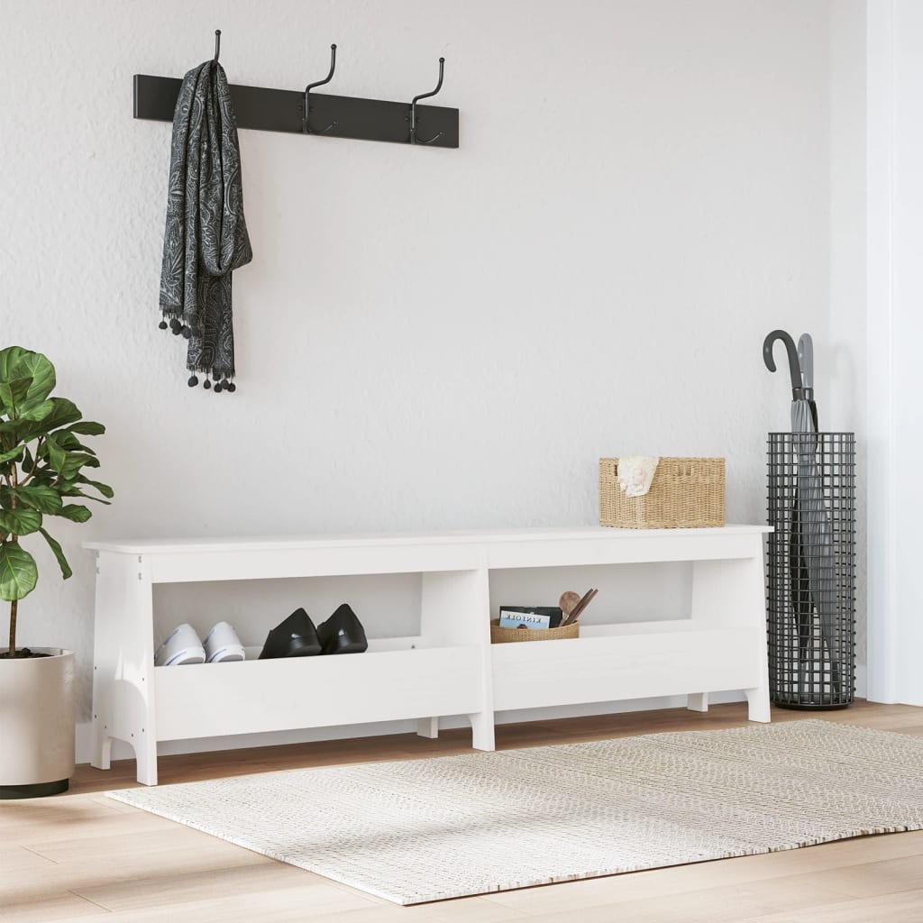 Gangbenk hvit 160x28x45 cm heltre furu