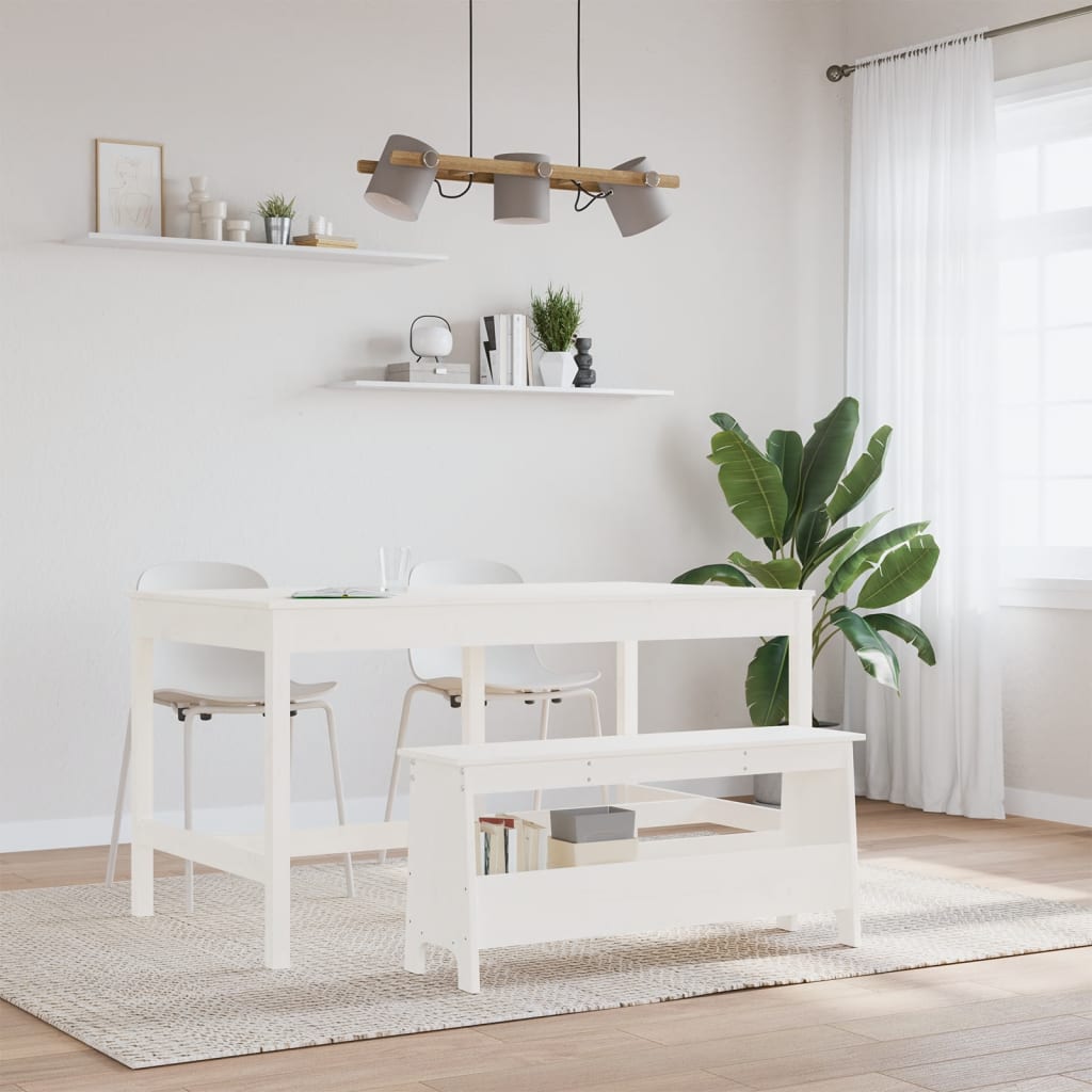 Gangbenk hvit 100x28x45 cm heltre furu