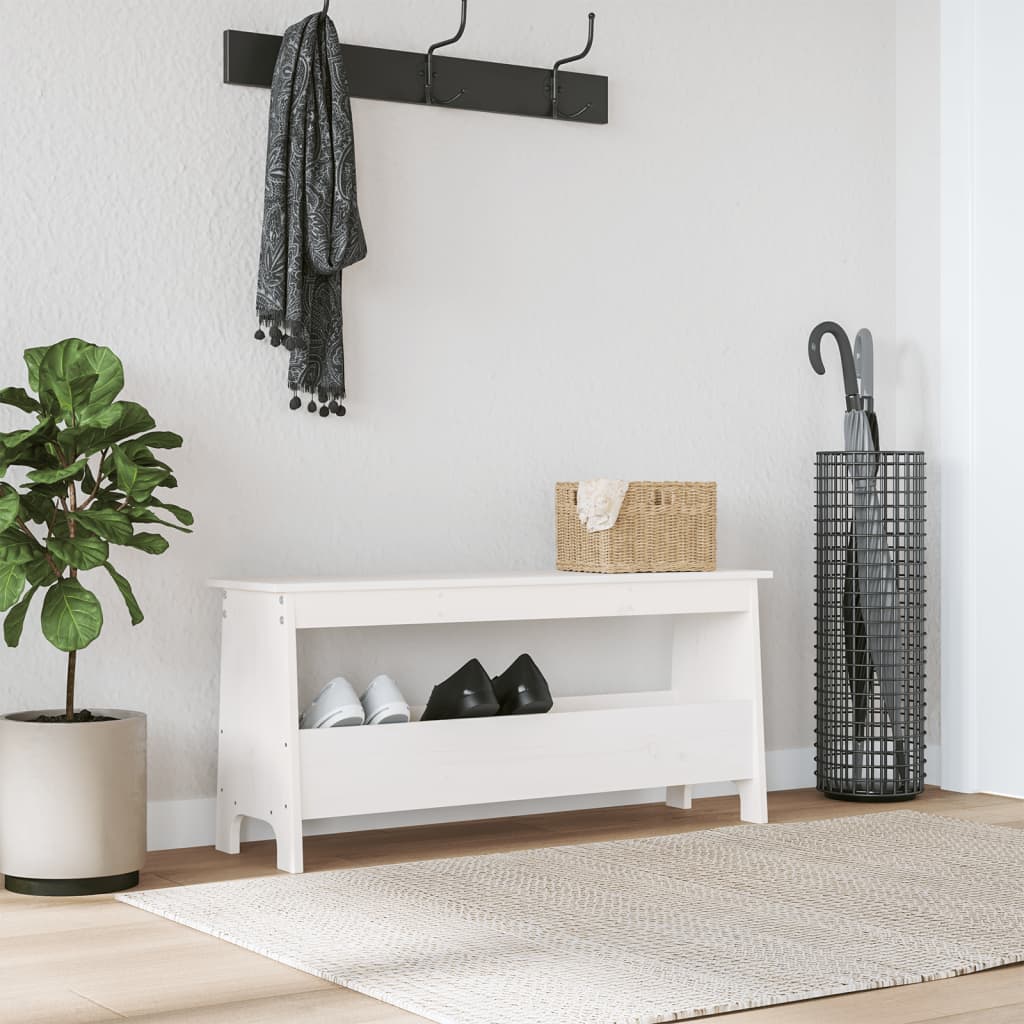 Gangbenk hvit 100x28x45 cm heltre furu