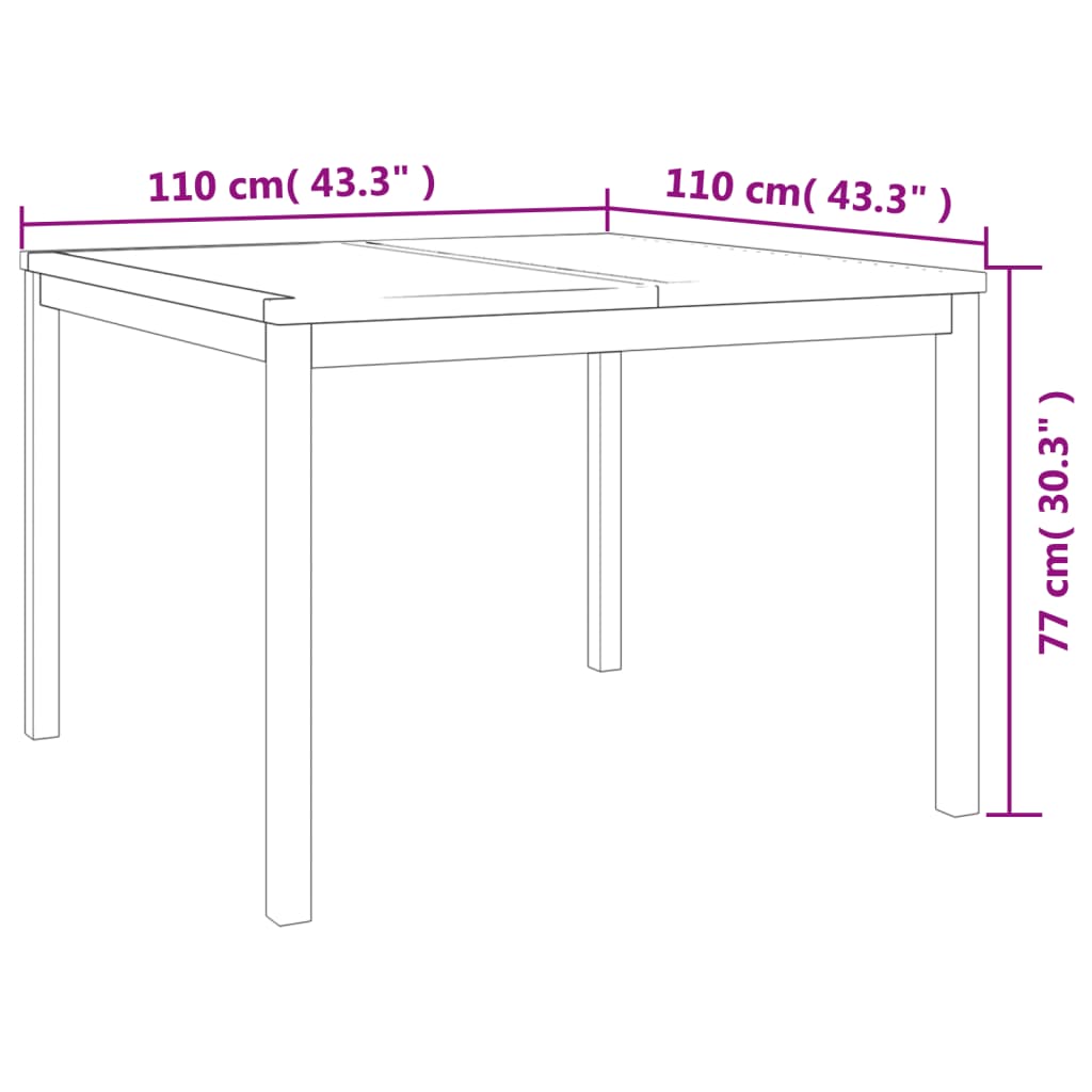Hagespisegruppe 5 deler heltre teak vidaXL