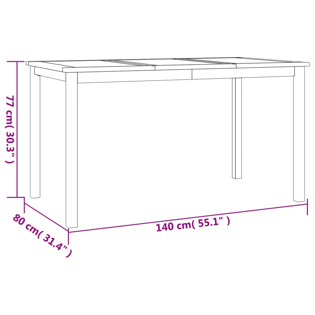 Hagespisegruppe 5 deler heltre teak vidaXL