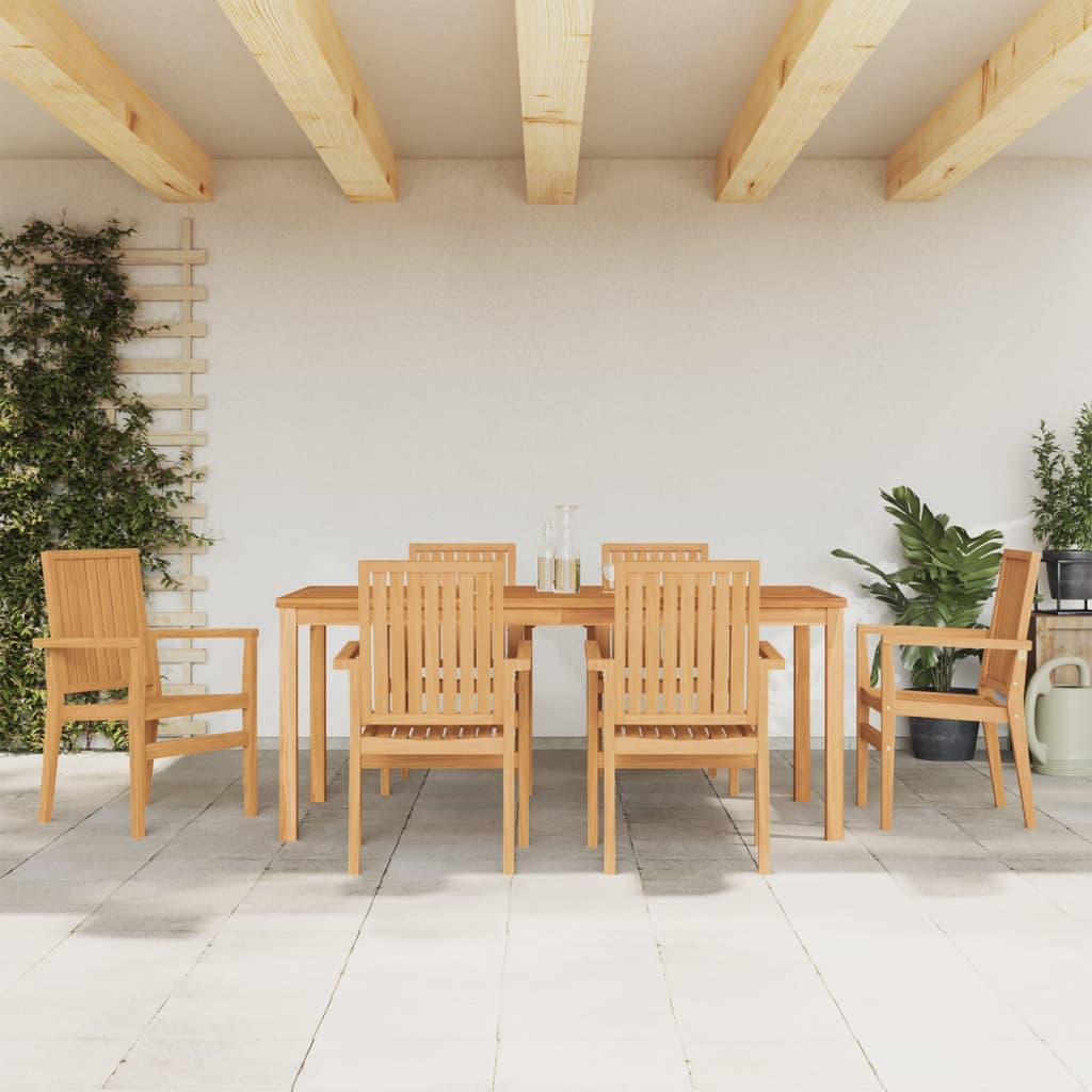 Utendørs spisestue 7 deler heltre teak vidaXL
