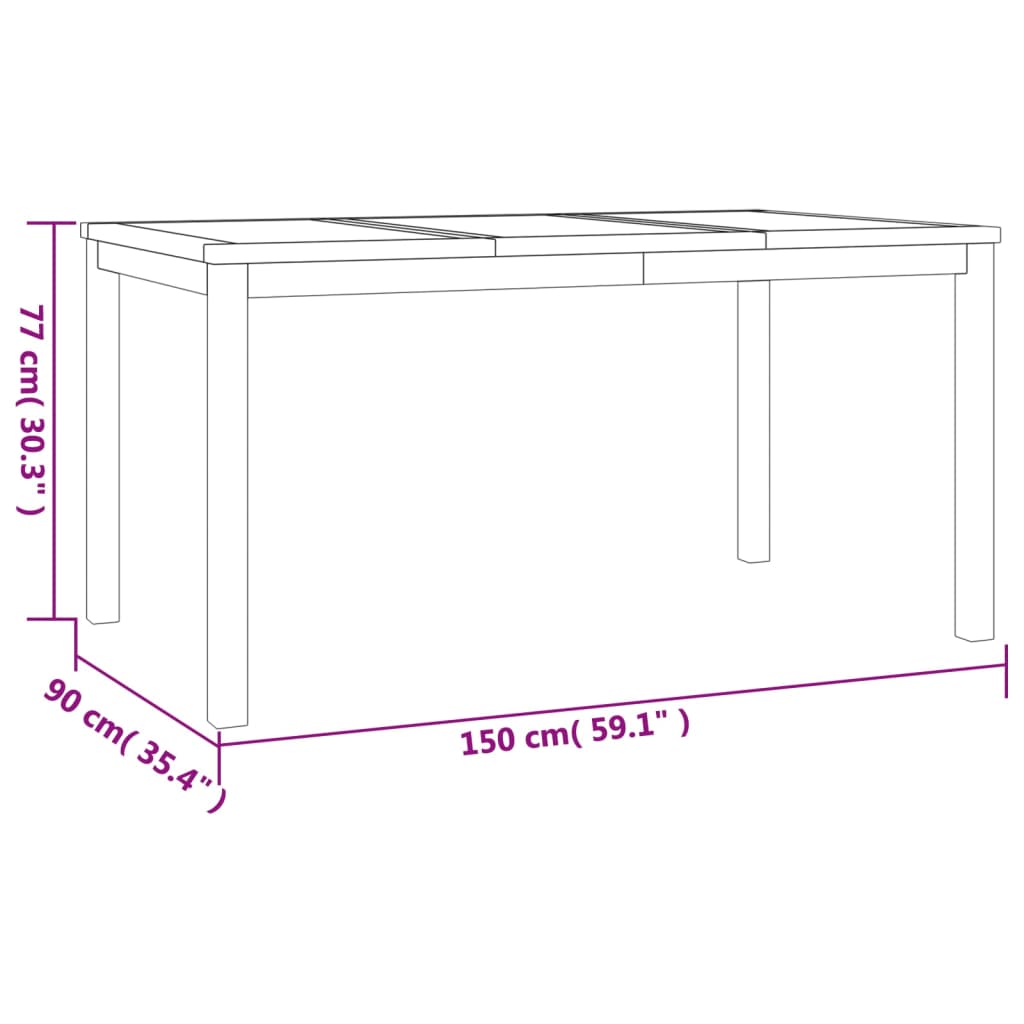 Hagespisegruppe 3 deler heltre teak vidaXL