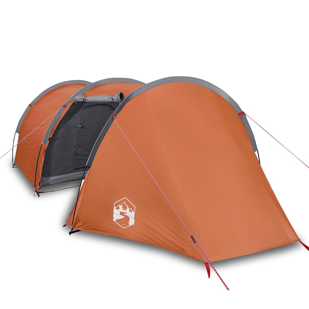 Tunneltelt for camping 4 personer oransje vanntett
