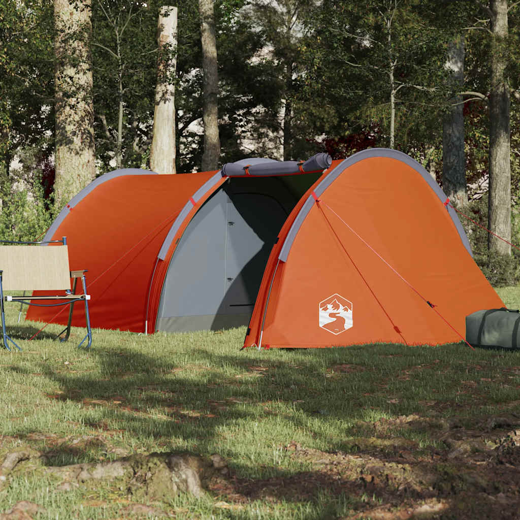 Tunneltelt for camping 4 personer oransje vanntett