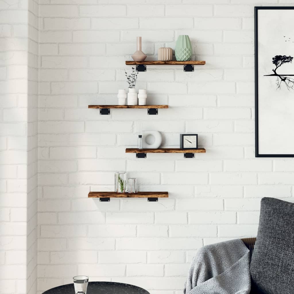 Vegghyller 4 stk røkt eik 40x10x1,5 cm konstruert tre