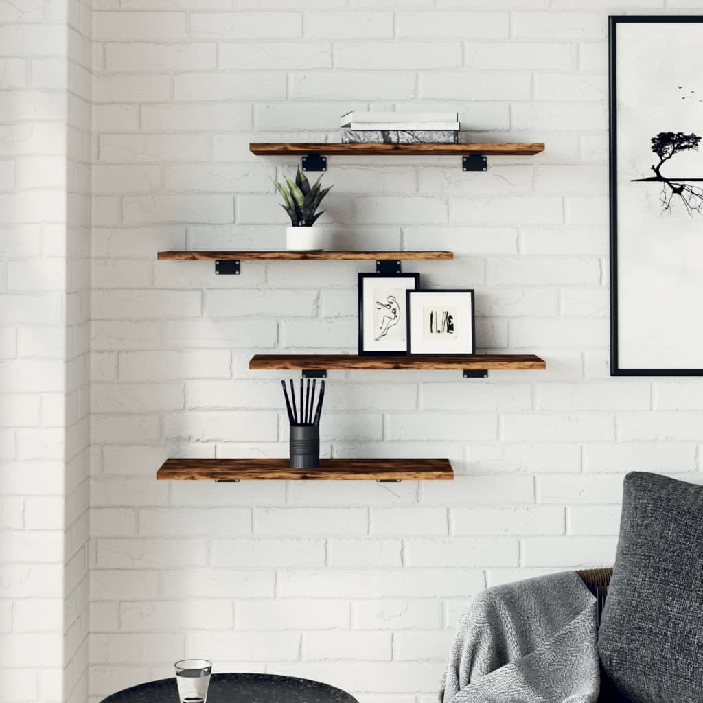Vegghyller 4 stk røkt eik 60x20x1,5 cm konstruert tre