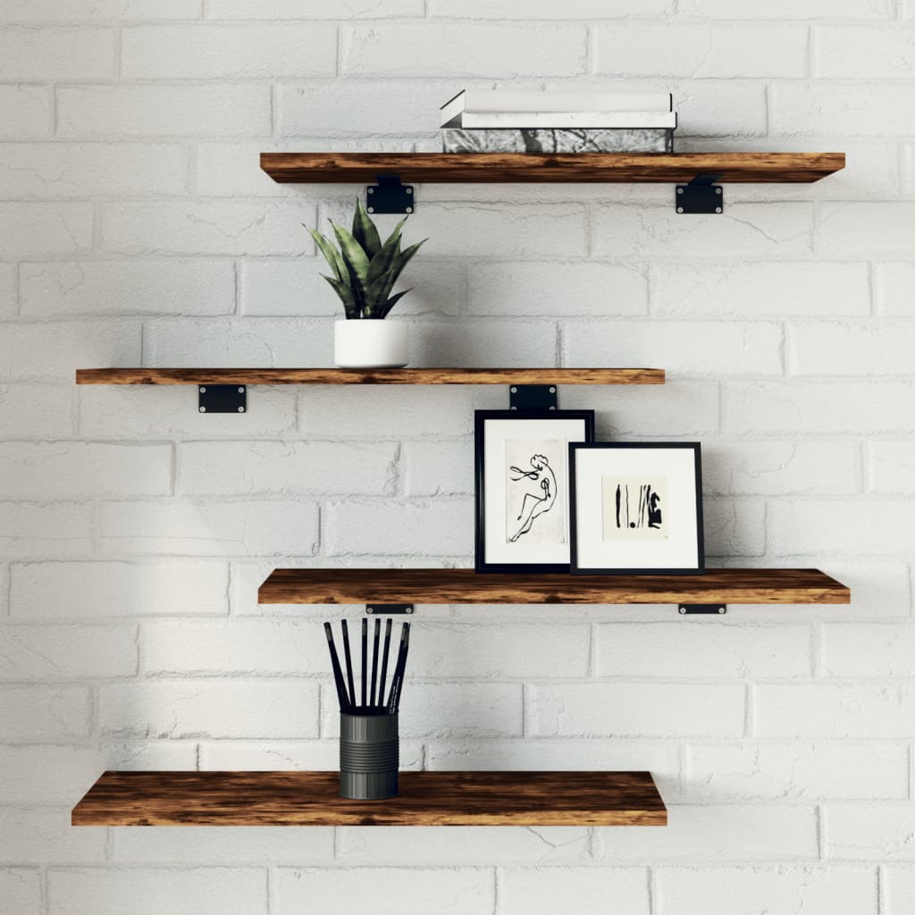 Vegghyller 4 stk røkt eik 60x20x1,5 cm konstruert tre