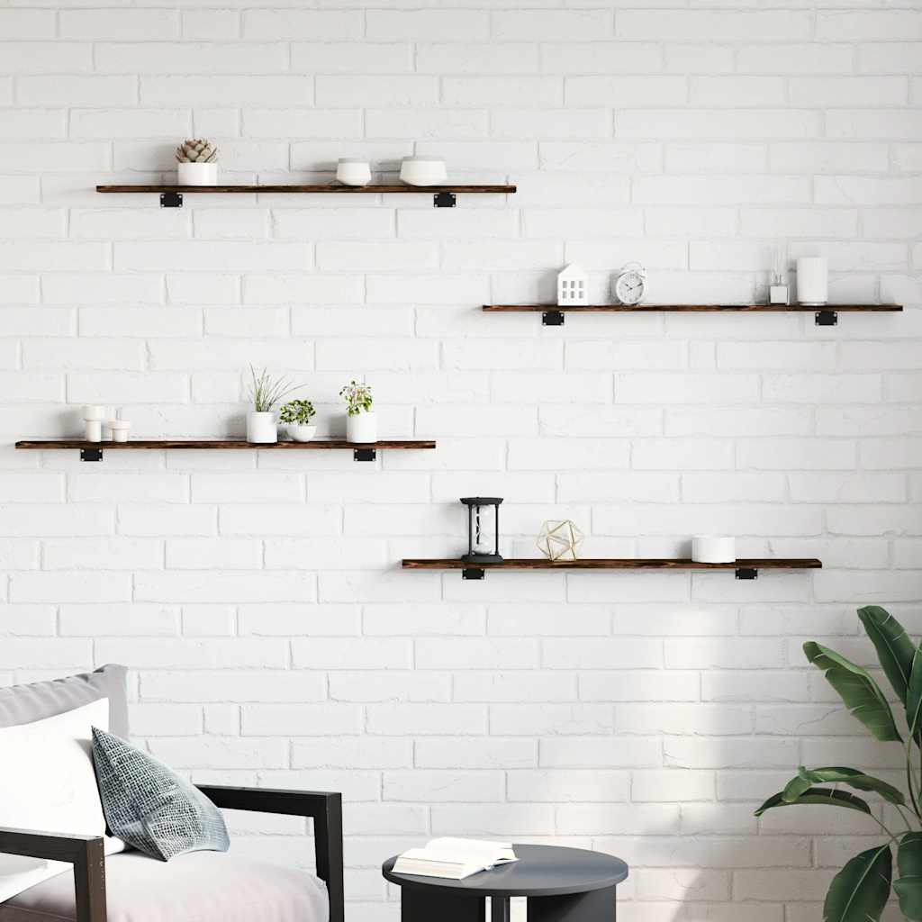 Vegghyller 4 stk røkt eik 100x10x1,5 cm konstruert tre