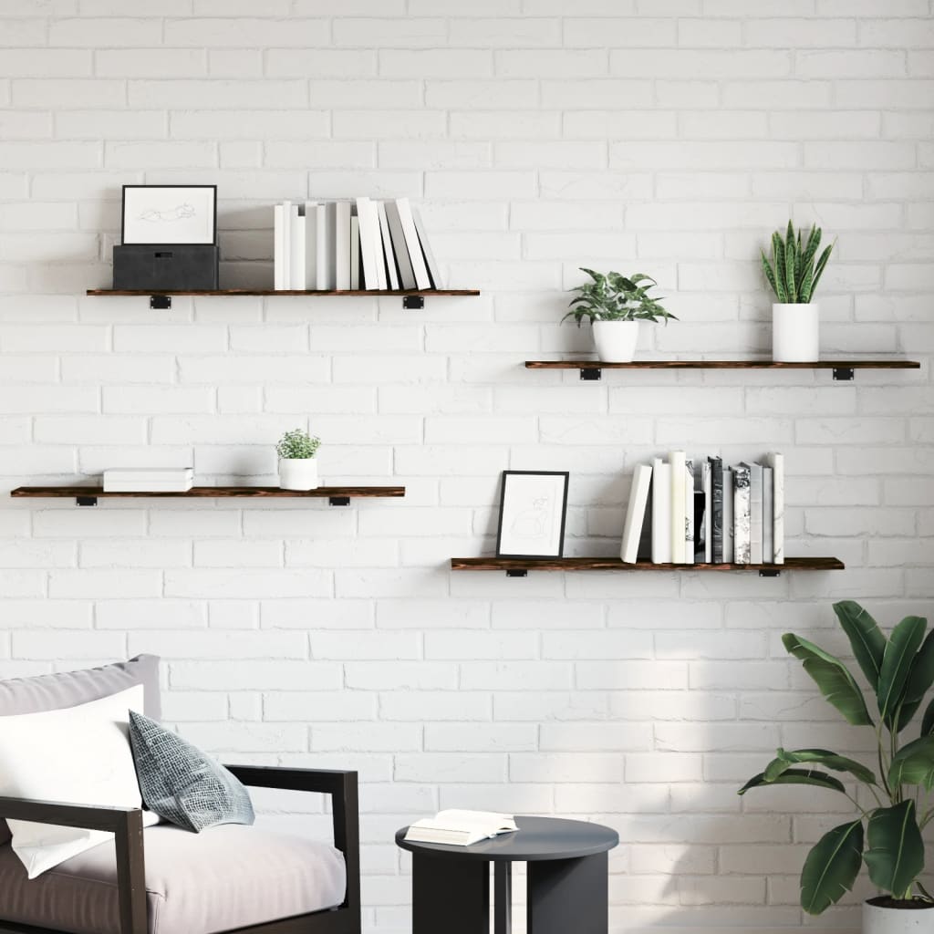 Vegghyller 4 stk røkt eik 100x20x1,5 cm konstruert tre