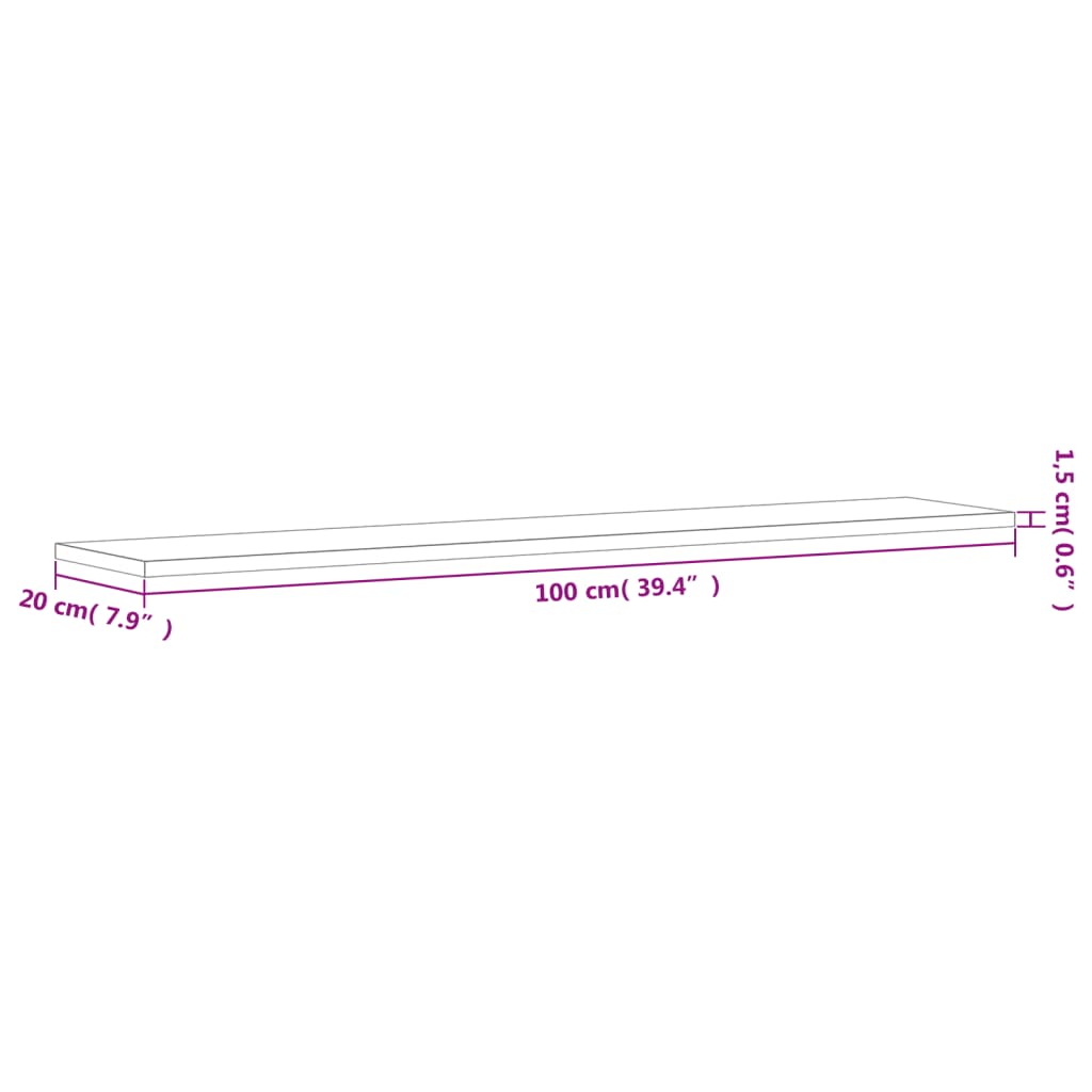 Vegghyller 4 stk røkt eik 100x20x1,5 cm konstruert tre