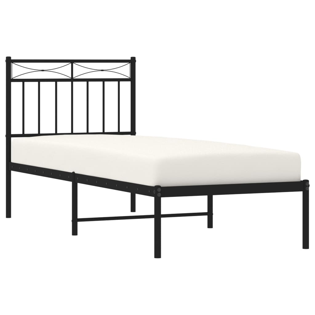 Sengeramme i metall med hodegavl svart 75x190 cm