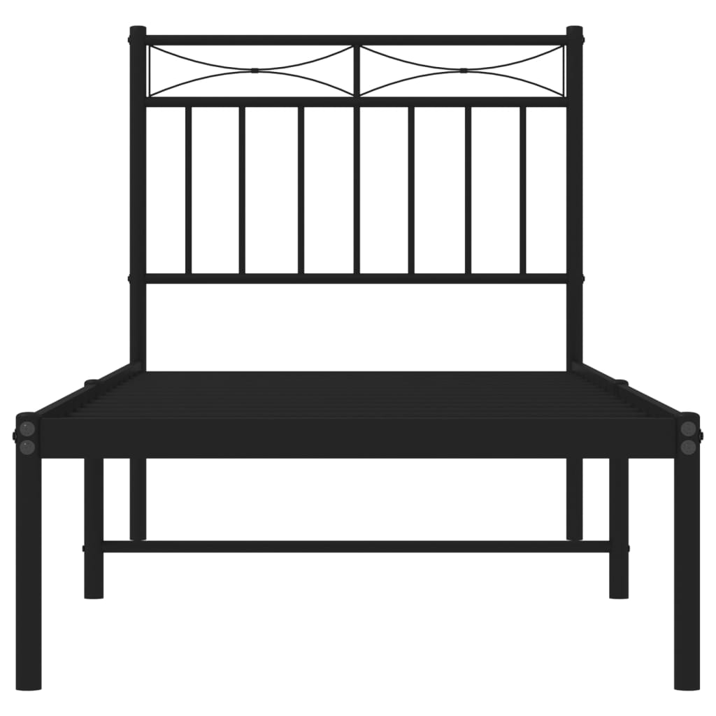 Sengeramme i metall med hodegavl svart 75x190 cm