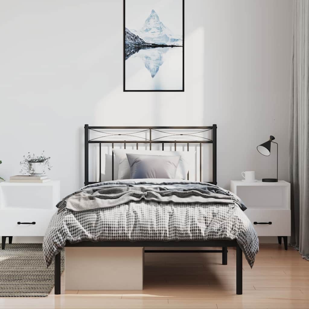 Sengeramme i metall med hodegavl svart 100x200 cm vidaXL