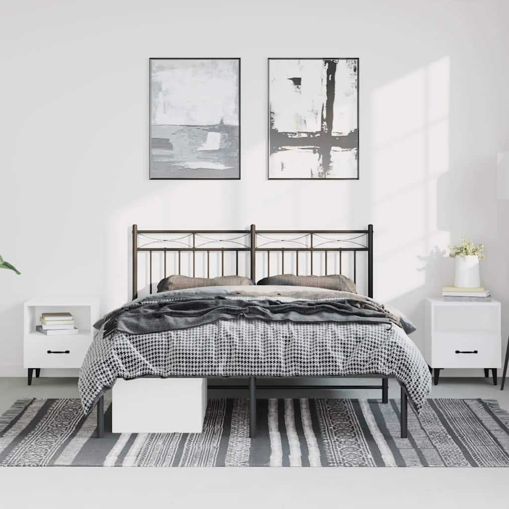 Sengeramme i metall med hodegavl svart 135x190 cm