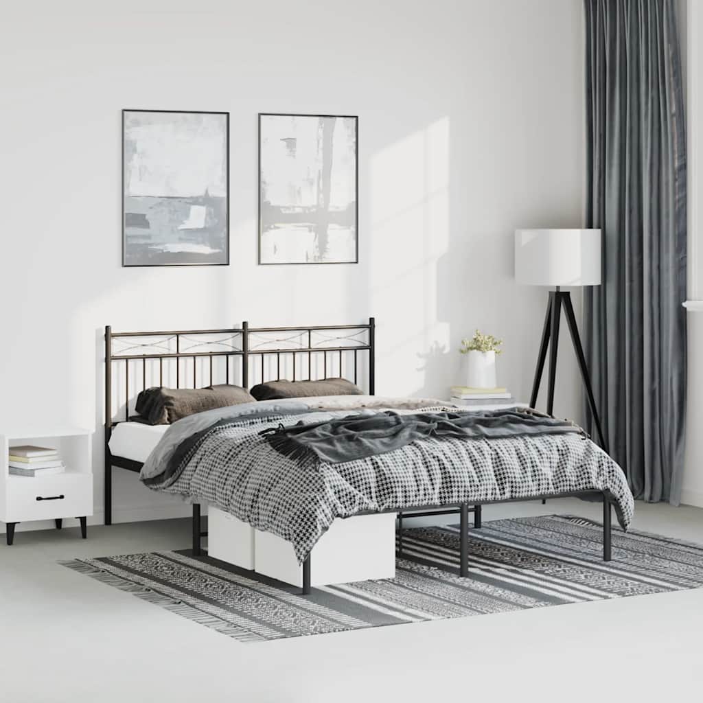 Sengeramme i metall med hodegavl svart 135x190 cm