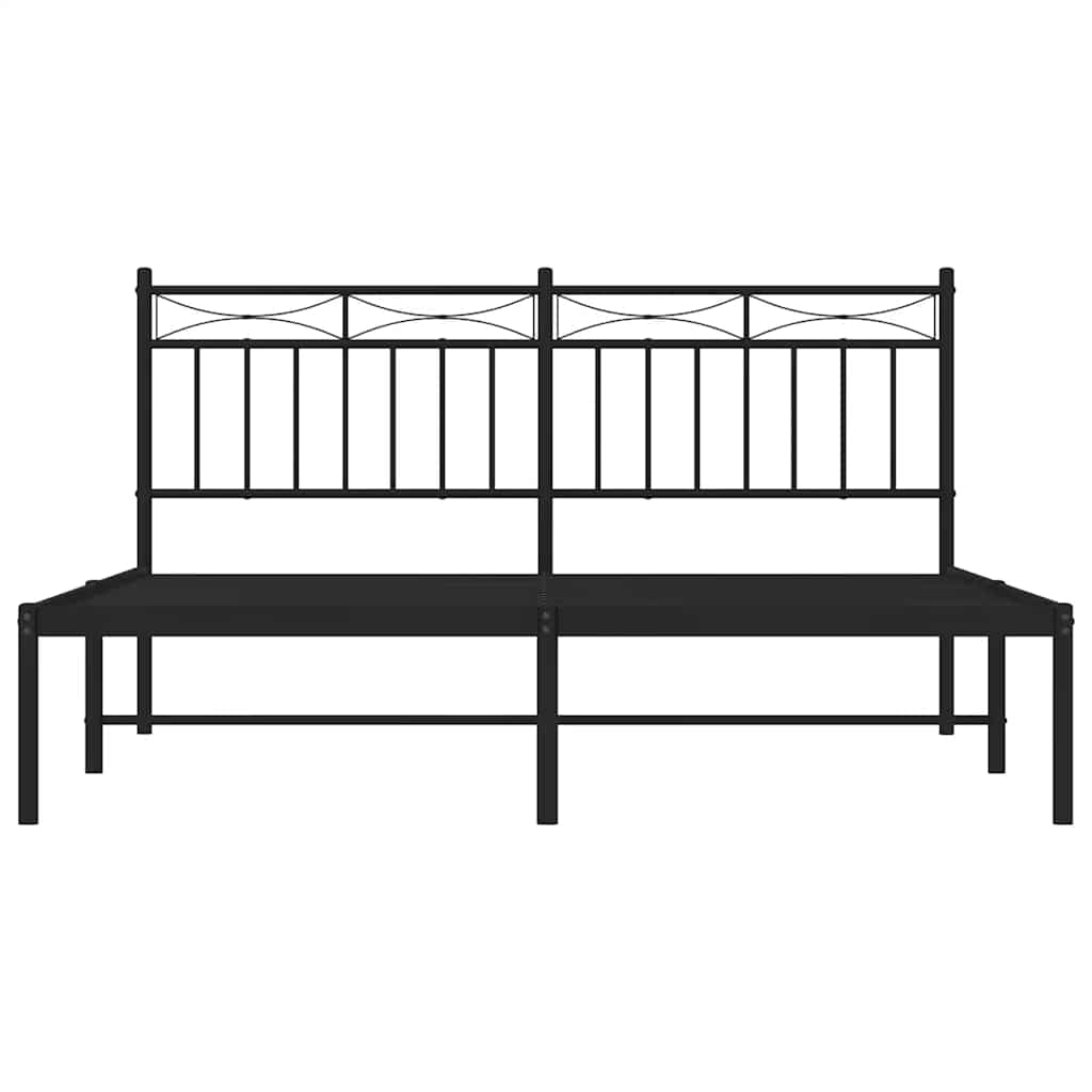 Sengeramme i metall med sengegavl svart 150x200 cm