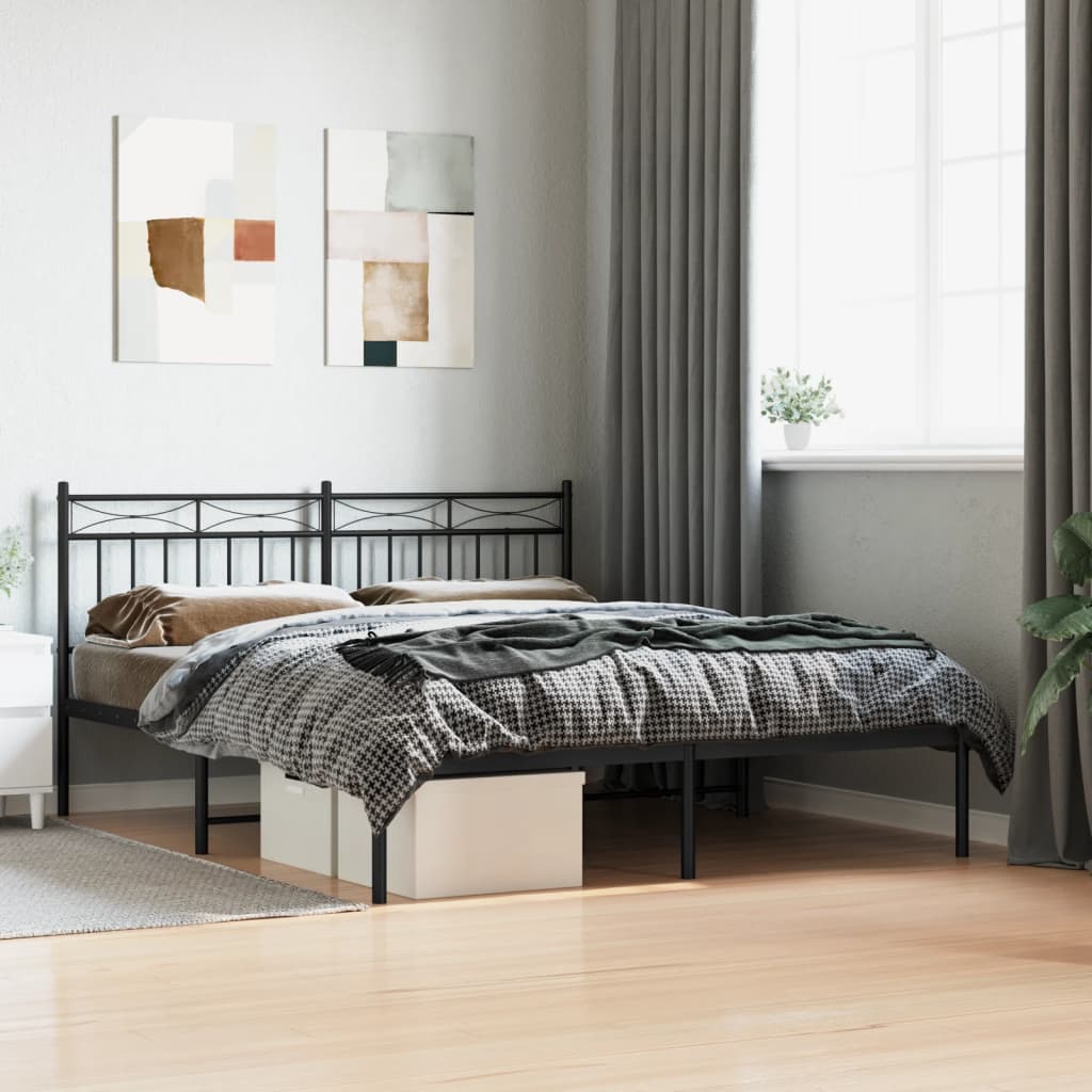 Sengeramme i metall med hodegavl svart 160x200 cm