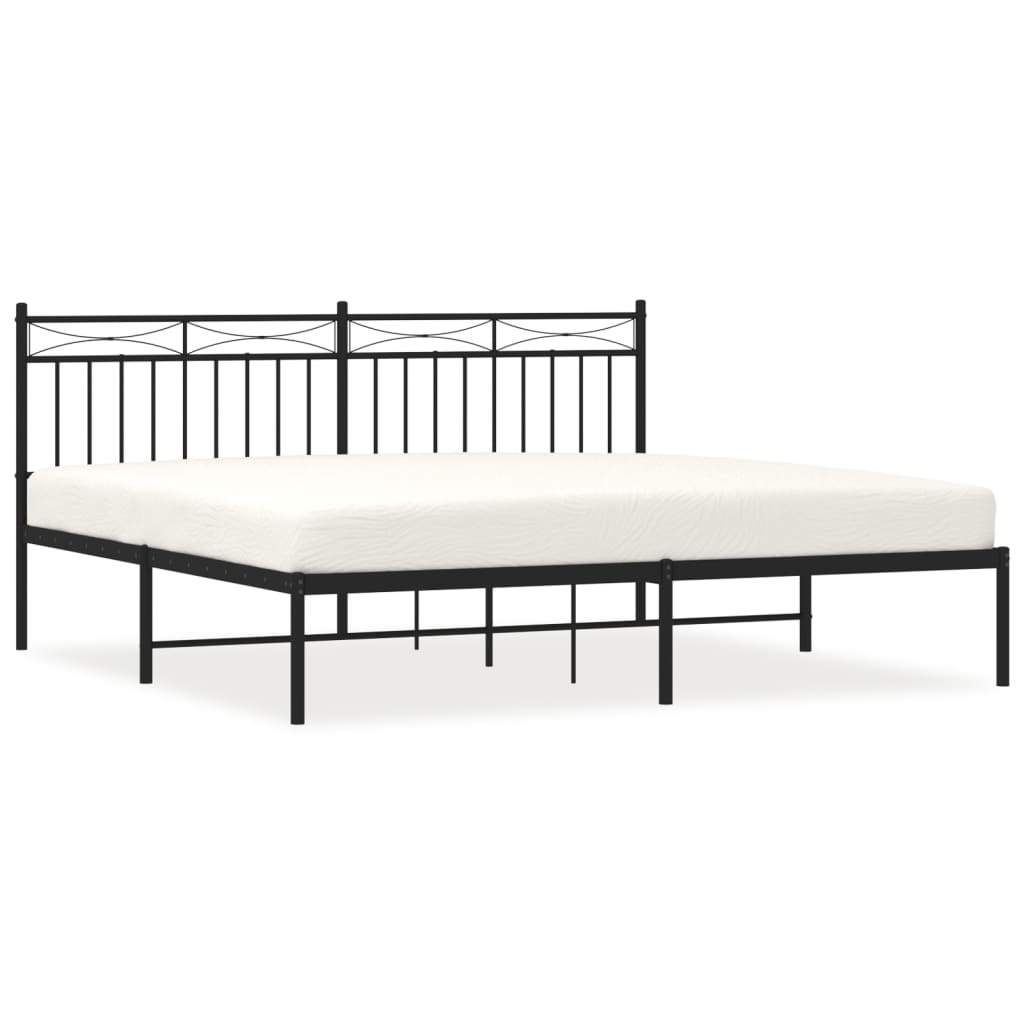 Sengeramme i metall med sengegavl svart 180x200 cm vidaXL