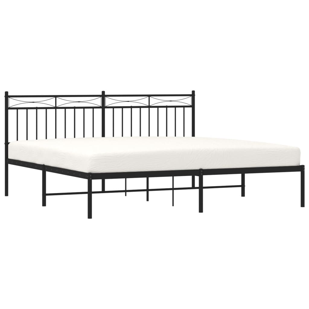 Sengeramme i metall med sengegavl svart 180x200 cm vidaXL