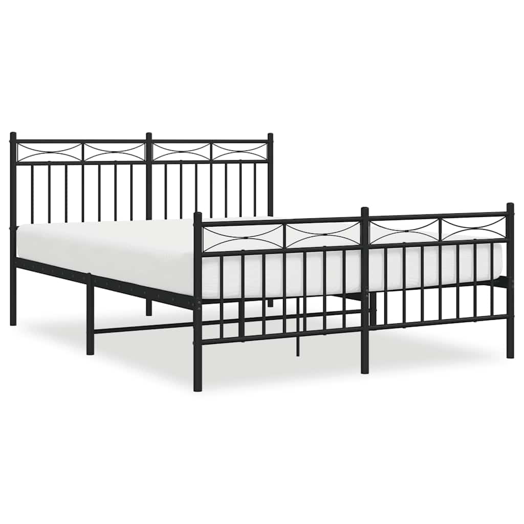 Sengeramme i metall med hode- og fotgavl svart 135x190 cm