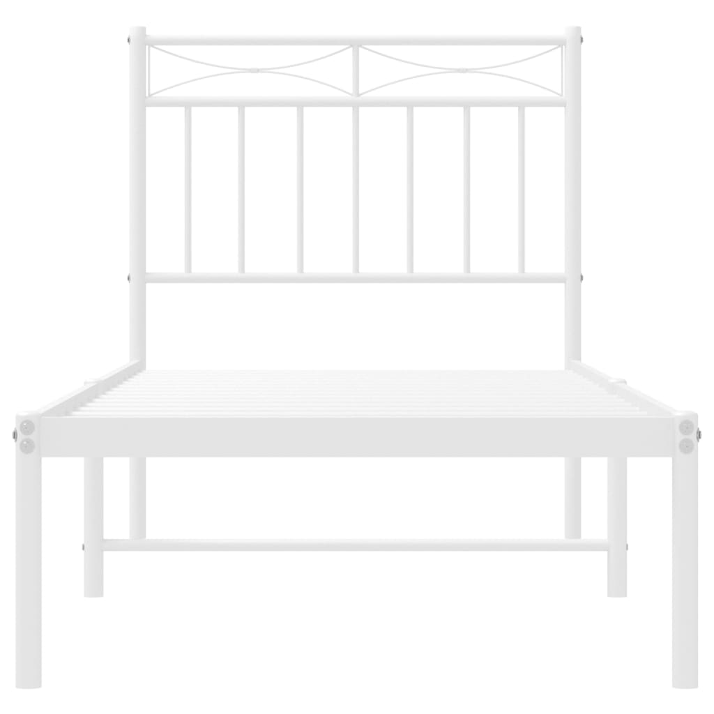 Sengeramme i metall uten madrass med hodegavl hvit 75x190 cm