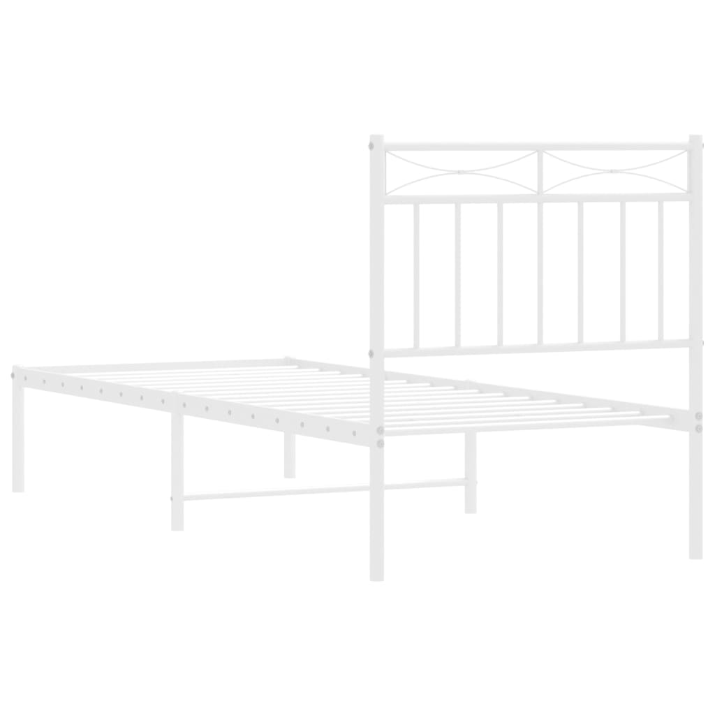 Sengeramme i metall uten madrass med hodegavl hvit 75x190 cm