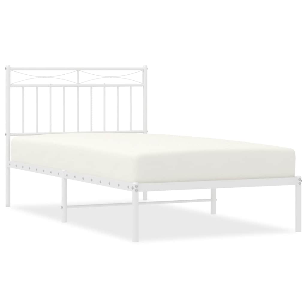 Sengeramme i metall med hodegavl hvit 100x190 cm