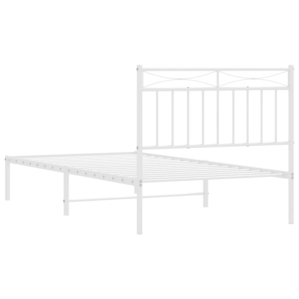 Sengeramme i metall med hodegavl hvit 100x190 cm