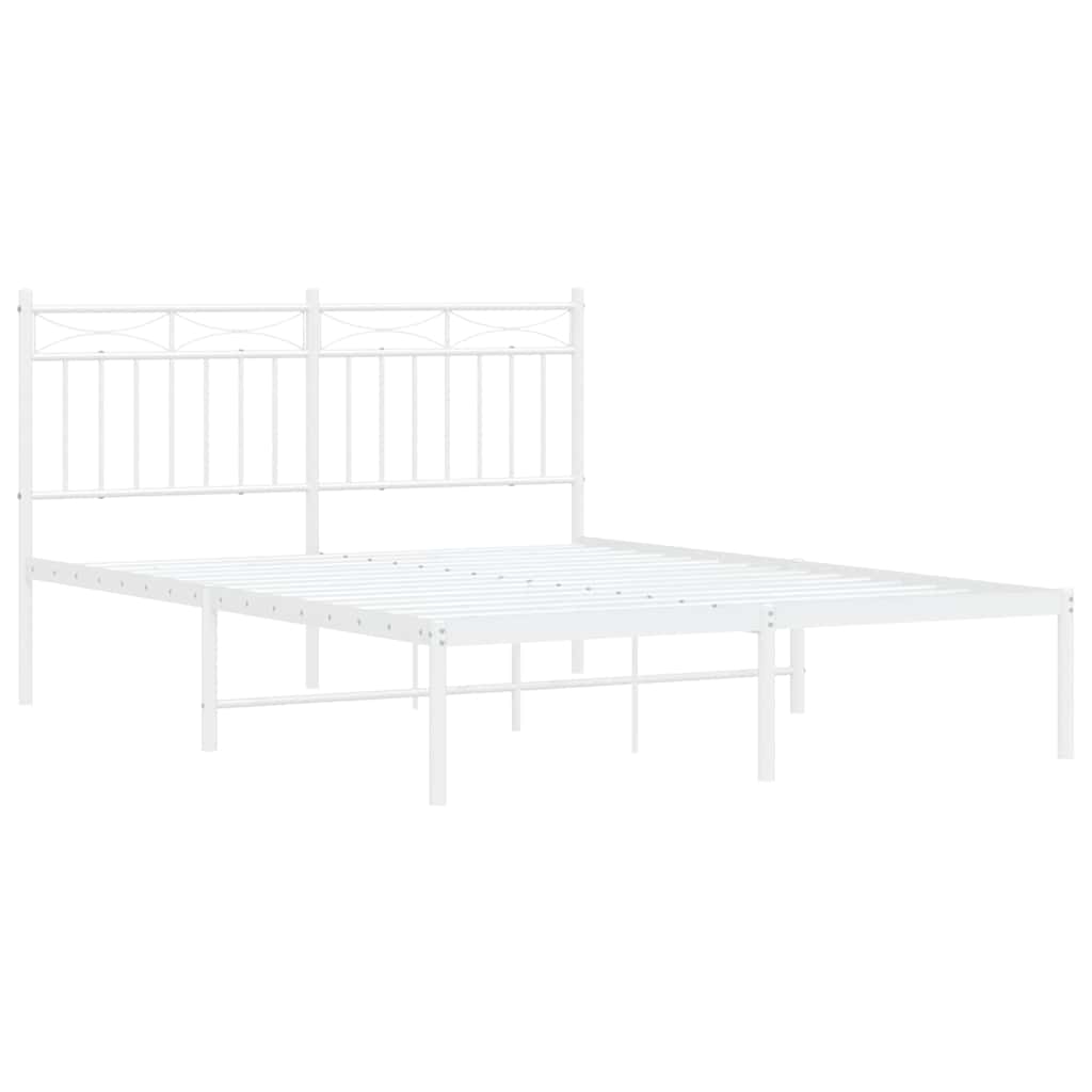 Sengeramme i metall med hodegavl hvit 135x190 cm