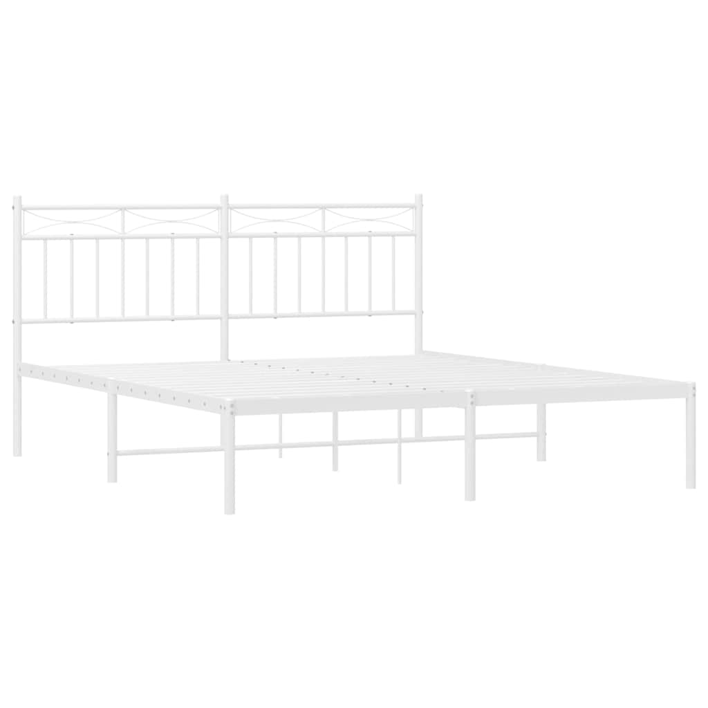 Sengeramme i metall med sengegavl hvit 150x200 cm