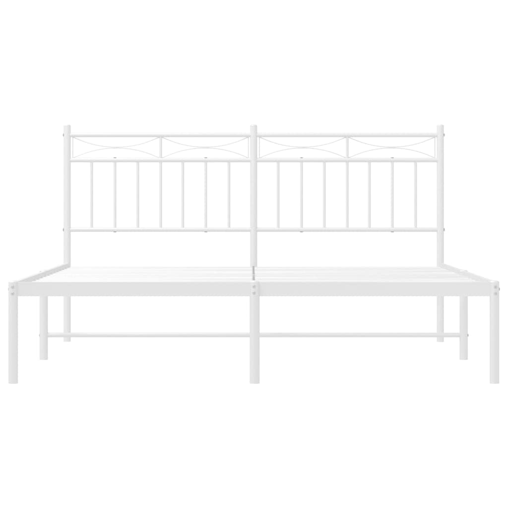 Sengeramme i metall med sengegavl hvit 150x200 cm