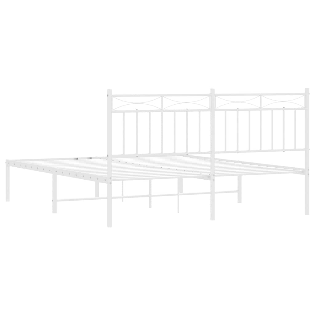 Sengeramme i metall med sengegavl hvit 150x200 cm