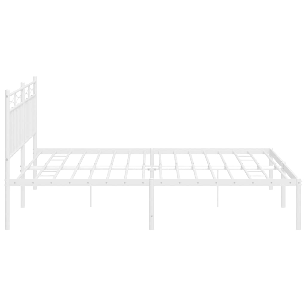Sengeramme i metall med hodegavl hvit 183x213 cm
