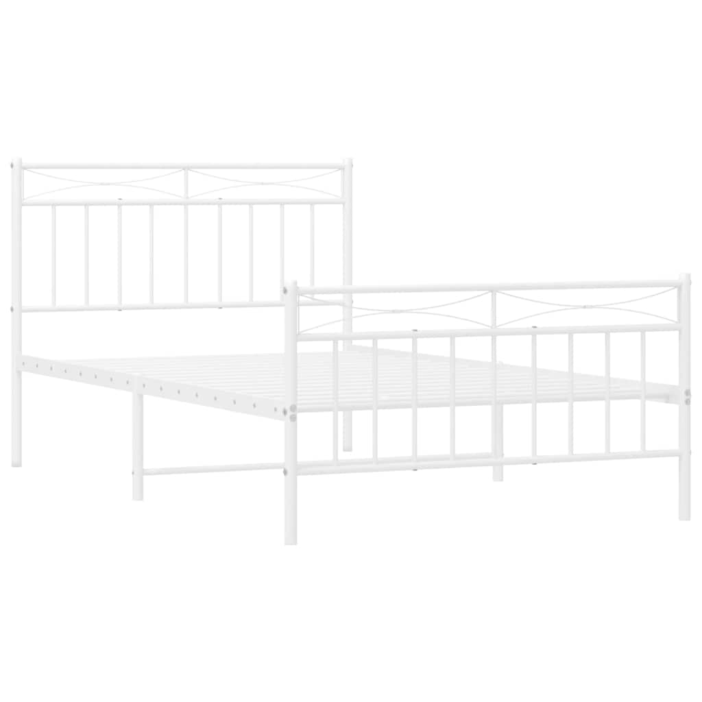 Sengeramme i metall med hode- og fotgavl hvit 100x200 cm
