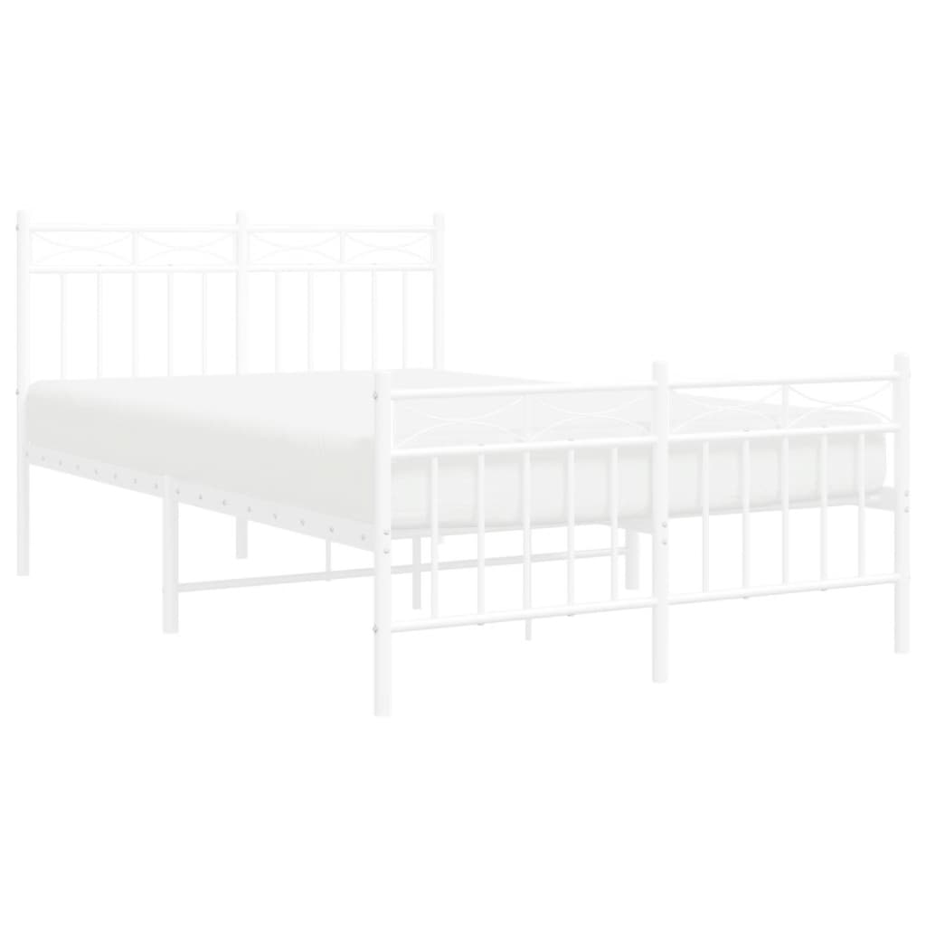Sengeramme i metall med hode- og fotgavl hvit 120x190 cm vidaXL