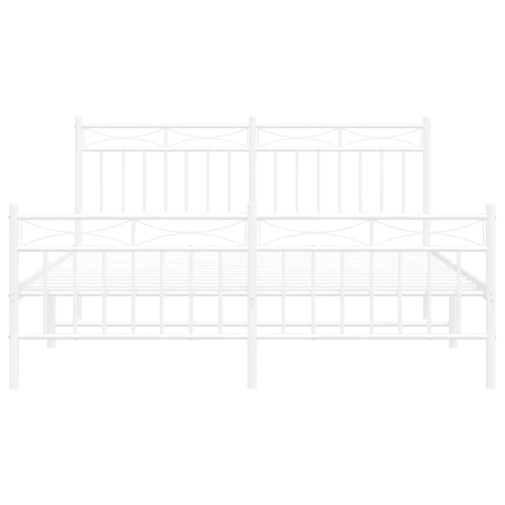 Sengeramme i metall med hode- og fotgavl hvit 150x200 cm