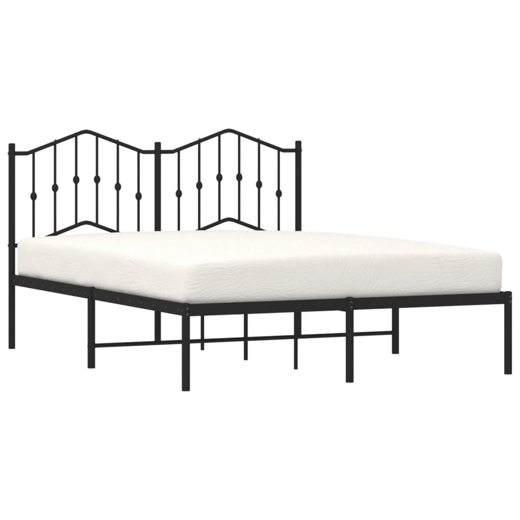 Sengeramme i metall med hodegavl svart 140x190 cm vidaXL