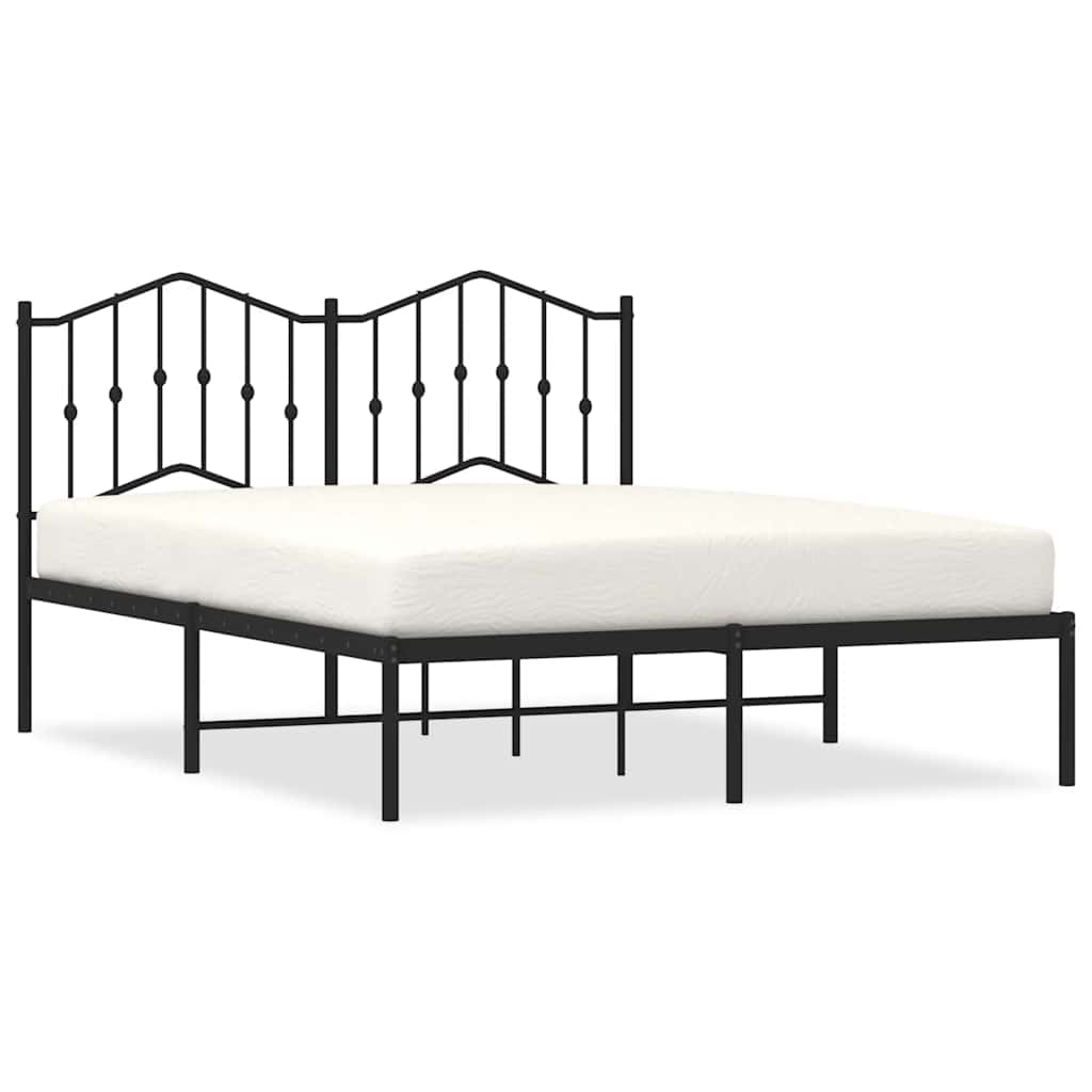 Sengeramme i metall med sengegavl svart 150x200 cm