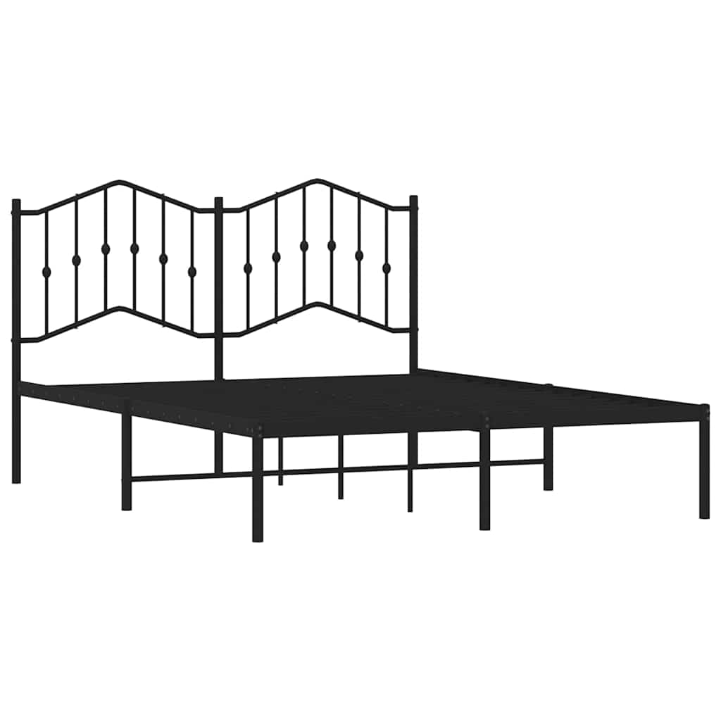 Sengeramme i metall med sengegavl svart 150x200 cm