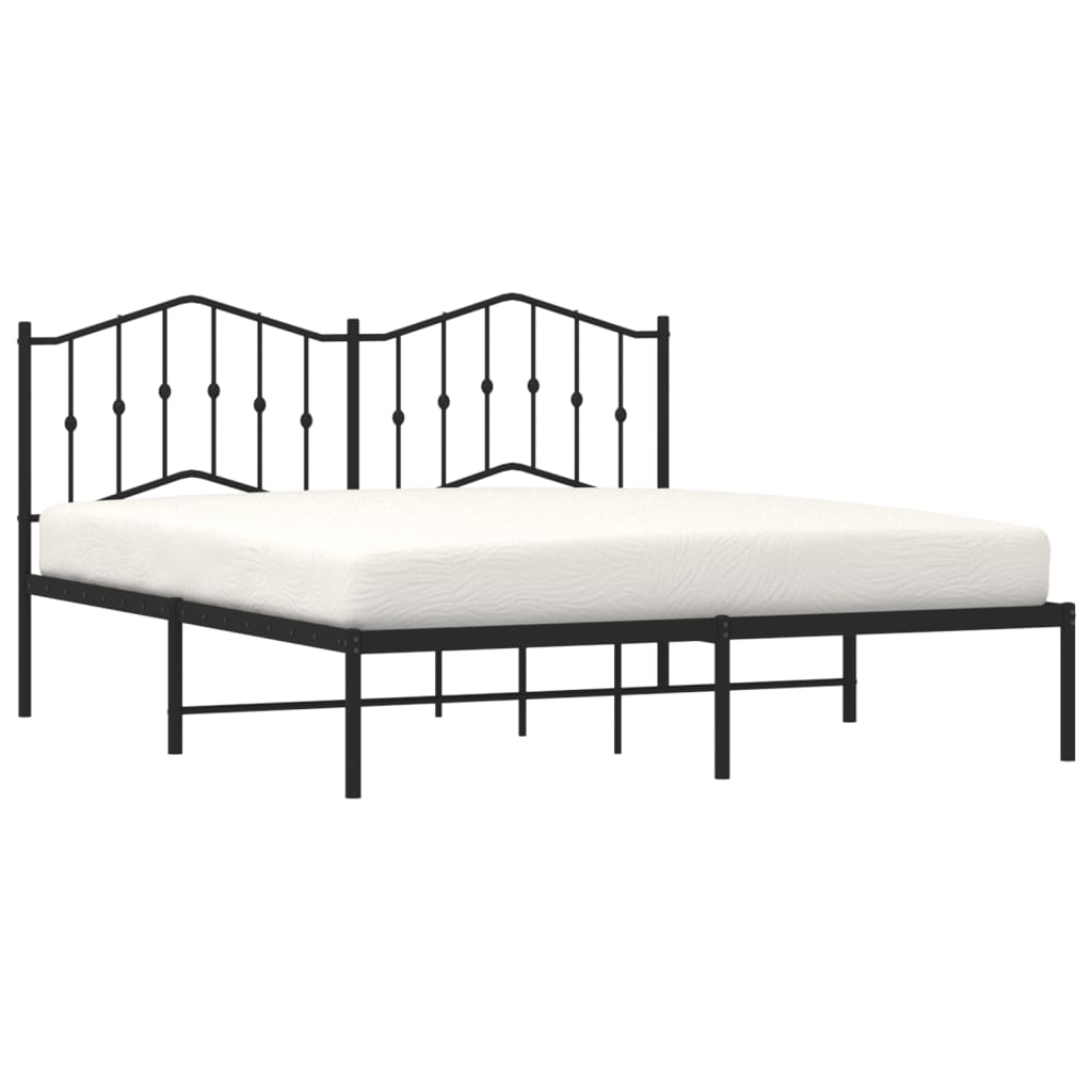 Sengeramme i metall med hodegavl svart 160x200 cm vidaXL