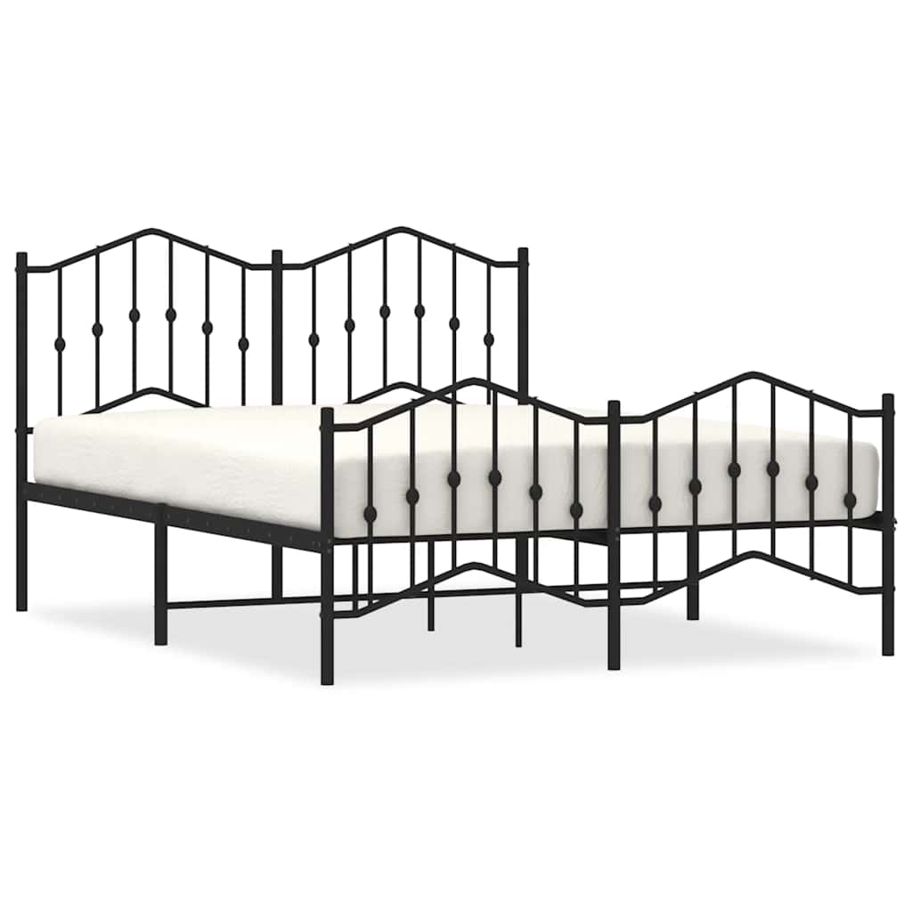 Sengeramme i metall med hode- og fotgavl svart 150x200 cm