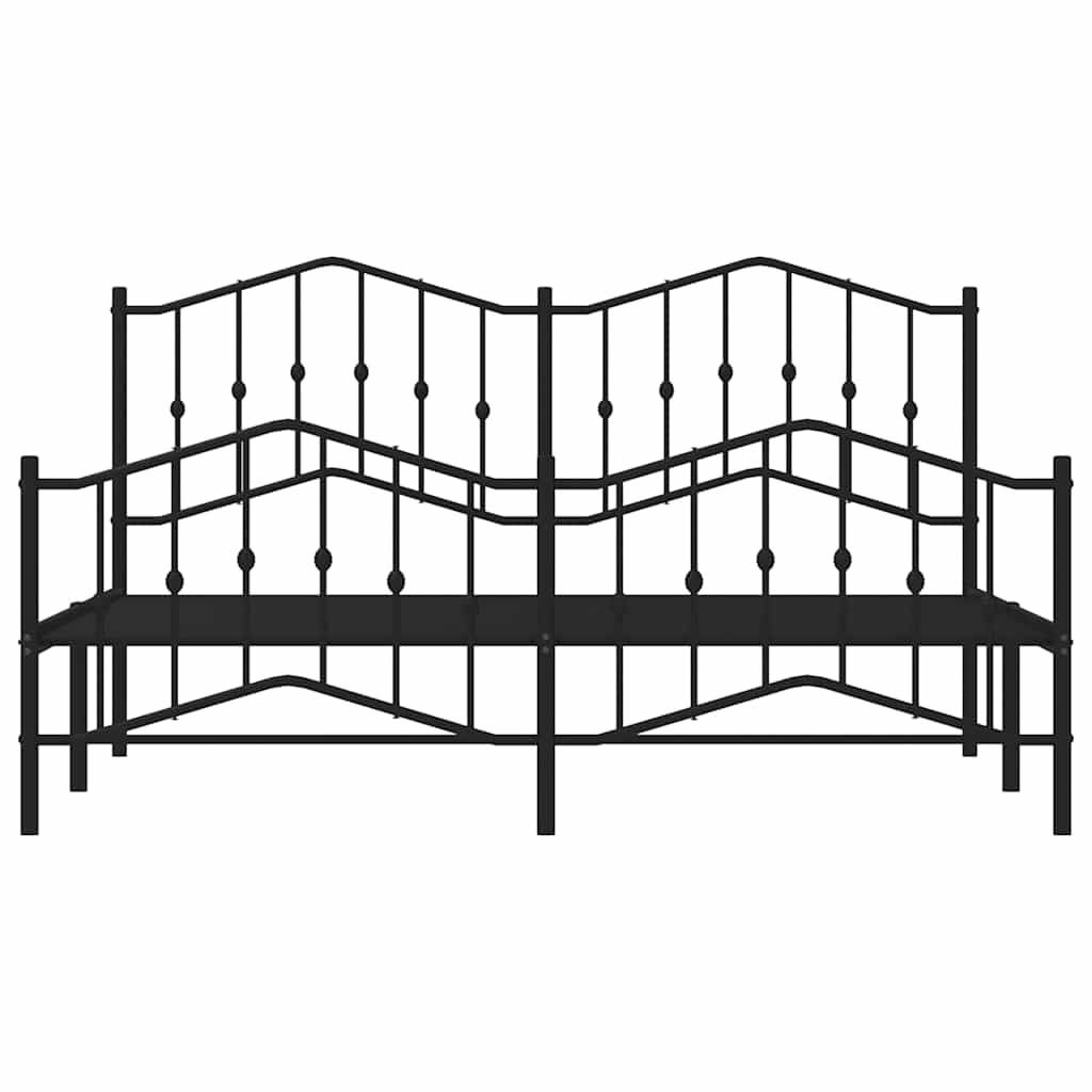 Sengeramme i metall med hode- og fotgavl svart 183x213 cm