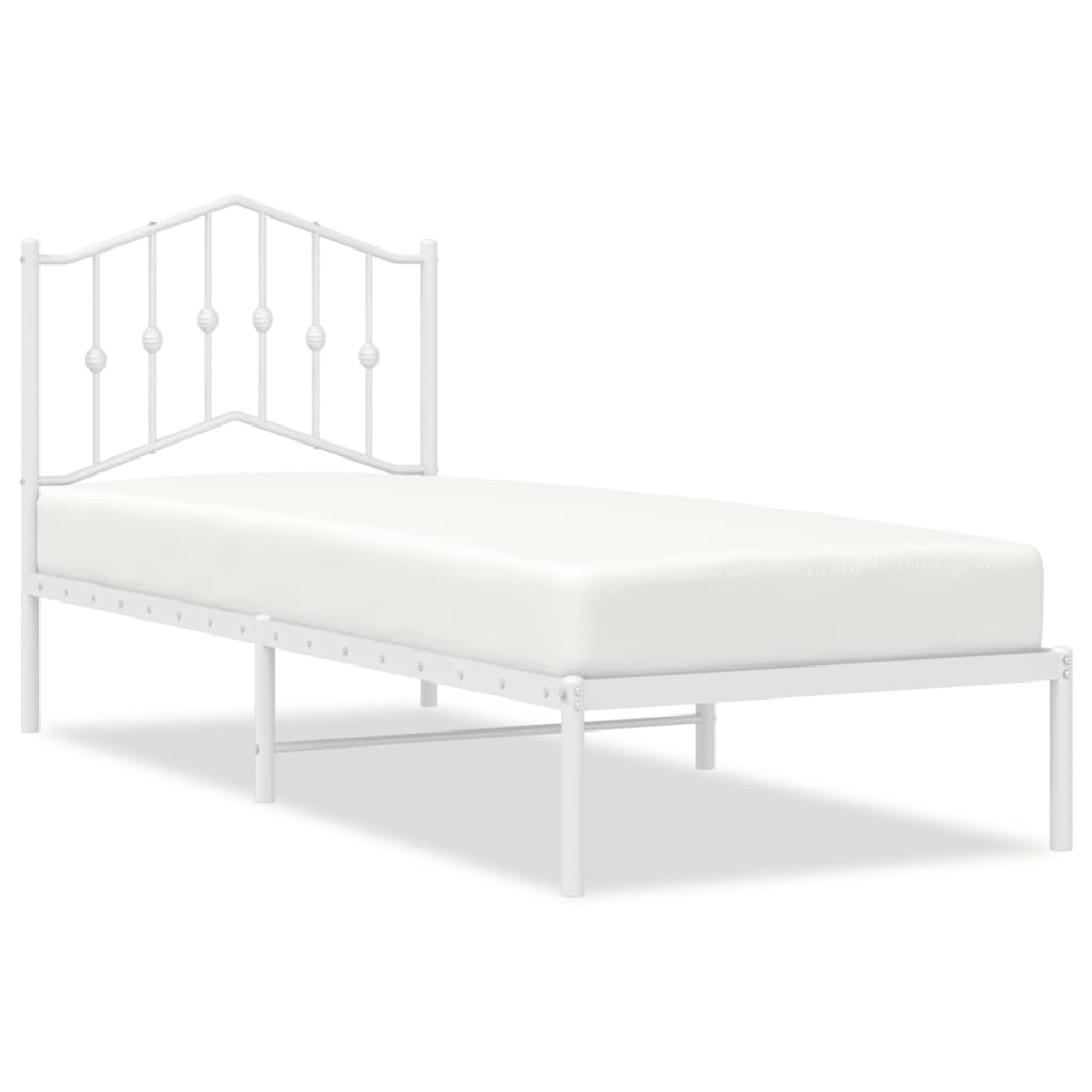 Sengeramme i metall uten madrass med hodegavl hvit 75x190 cm vidaXL