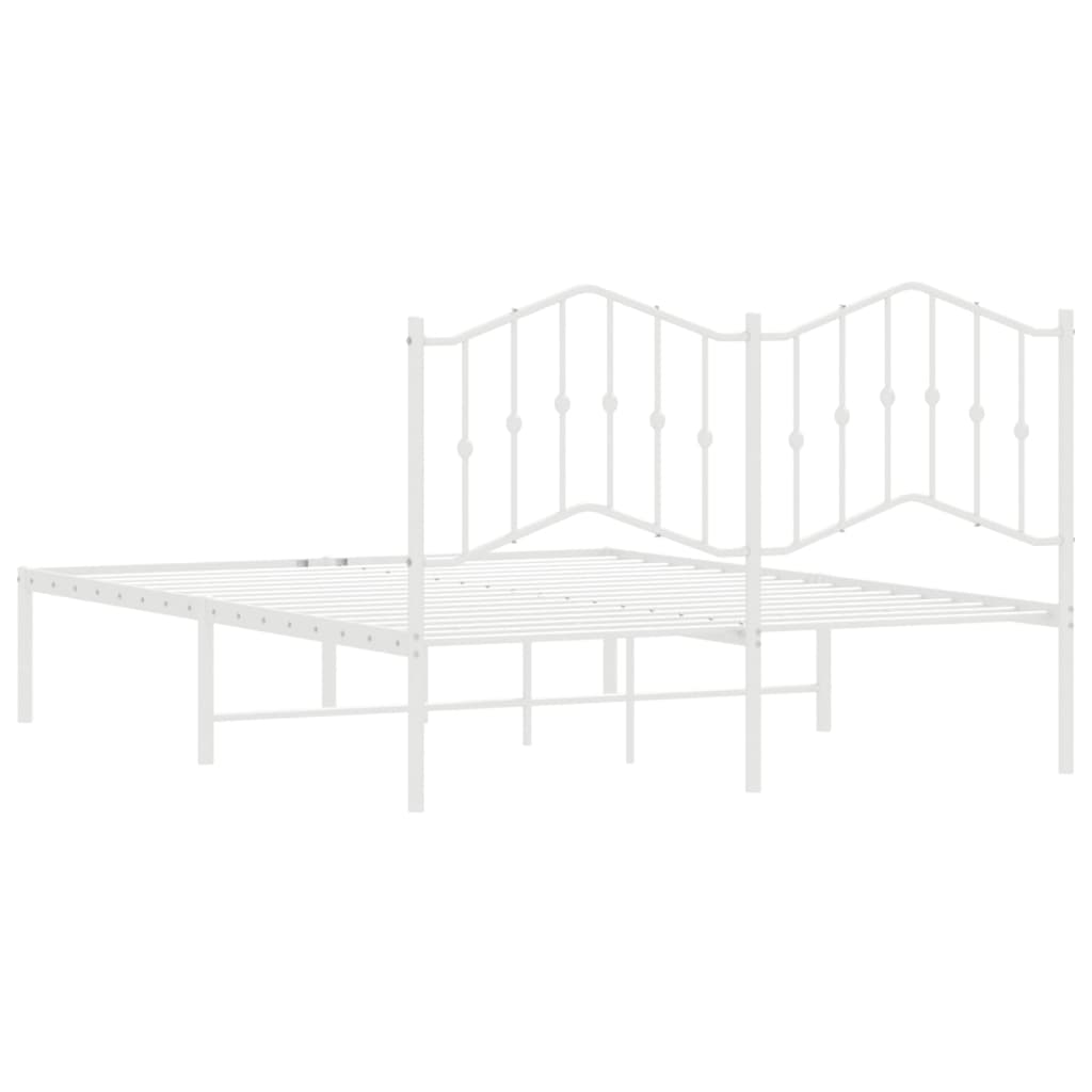 Sengeramme i metall med hodegavl hvit 135x190 cm