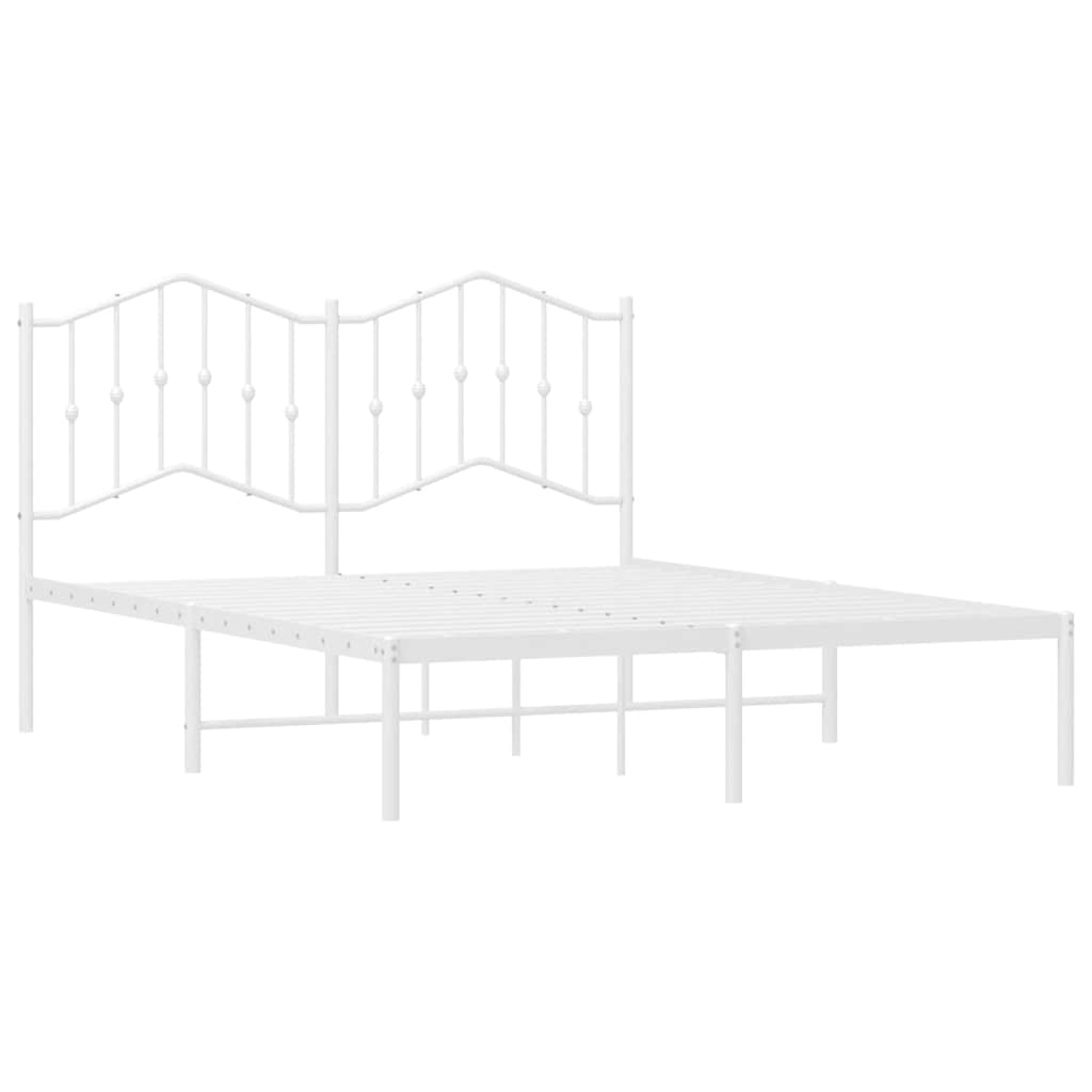 Sengeramme i metall med sengegavl hvit 150x200 cm vidaXL
